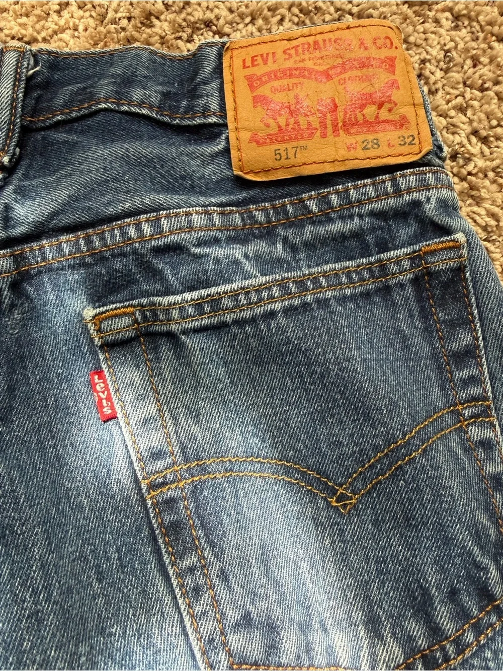 Levis 517 Jeans Men's 28x32 Bootcut Medium Wash Denim Fade Cowboy Y2K Western
